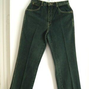 Rxmance Jeans Size 28 x 35 Dark Green Riveted 5 Pocket Vtg 70s Jean by Cotler